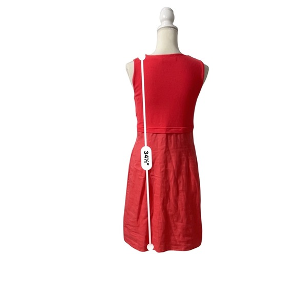 Boden Red Sleeveless Linen & Cotton V Neck‎ Dress  Size 8 - Picture 8 of 10
